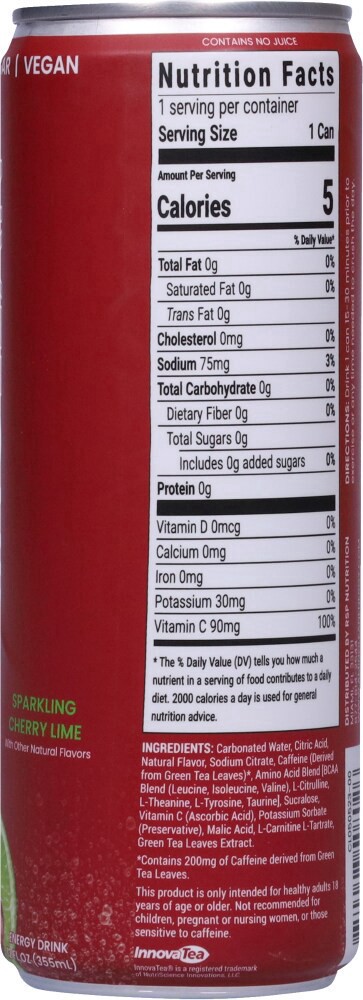 slide 4 of 4, AminoLean Sparkling Cherry Lime Energy Drink 12 fl oz, 12 fl oz