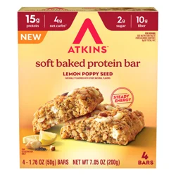Atkins High Protein Bar, Lemon Poppyseed, 4 Pack
