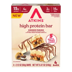 Atkins High Protein Layered Bar Cookie Fusion - 4 pk