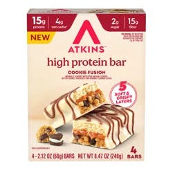 Atkins High Protein Layered Bar Cookie Fusion - 4 pk