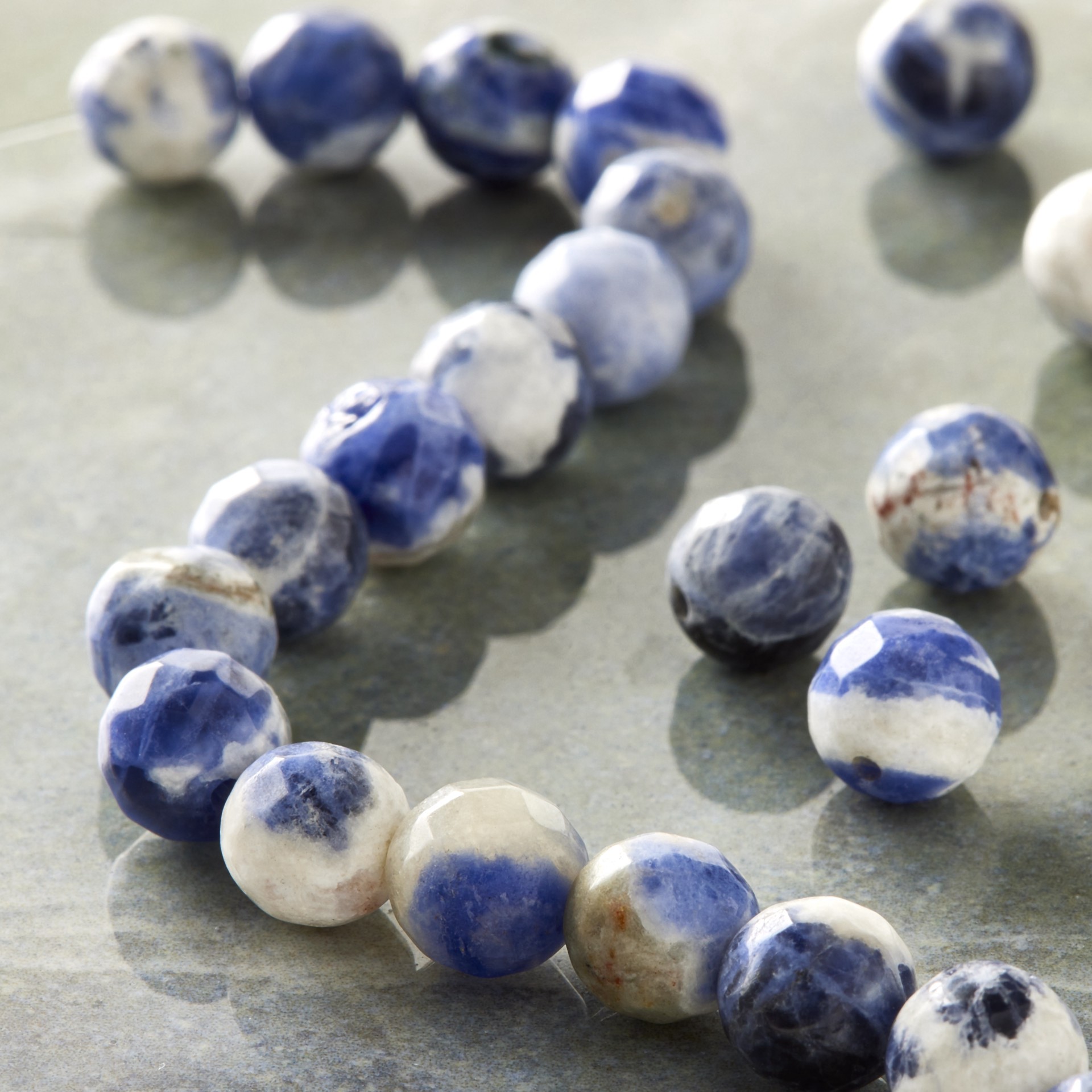 slide 3 of 3, Blue Sodalite Faceted Round Beads, 8mm By Bead Landing, 8mm