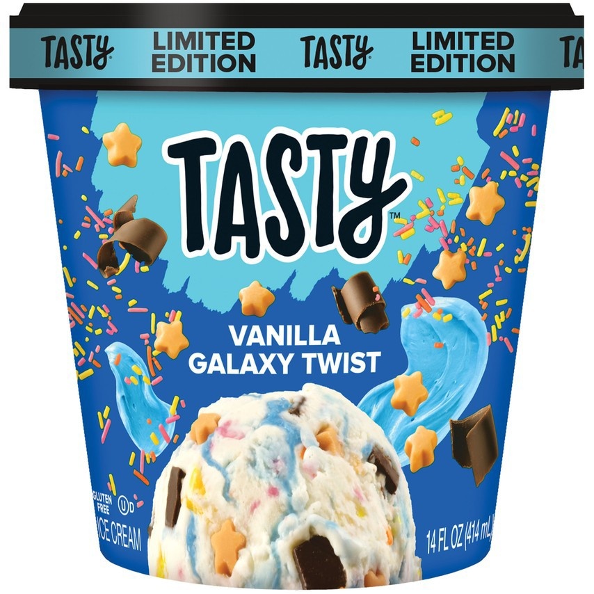 slide 1 of 1, Tasty Vanilla Galaxy Twist Light Ice Cream, 14 fl oz
