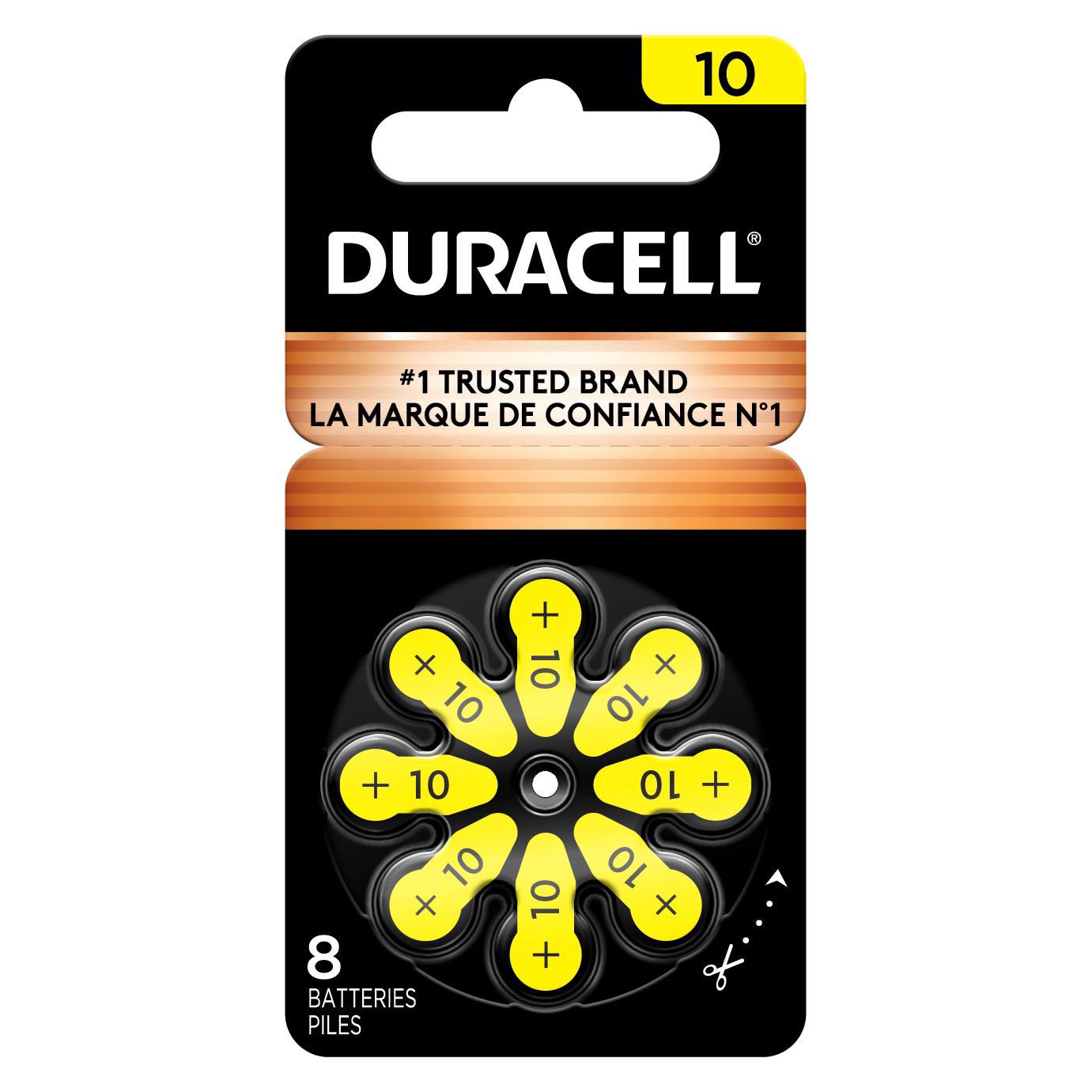 slide 1 of 1, Duracell Size 10 Easy Tab Hearing Aid Batteries, 8 ct