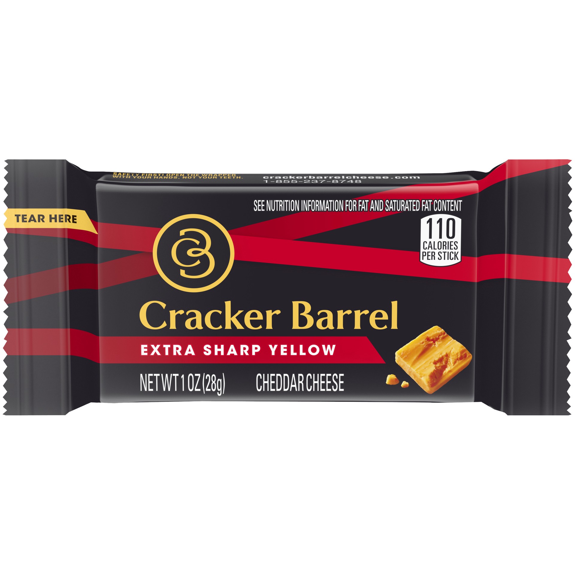 slide 1 of 5, Cracker Barrel Extra Sharp Yellow Cheddar Cheese Snack, 1 oz