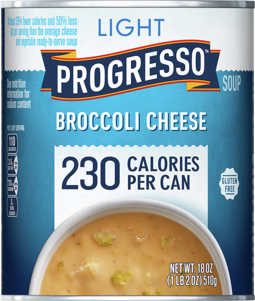 slide 7 of 9, Progresso Light, Broccoli Cheese Canned Soup, Gluten Free, 18 oz., 18 oz