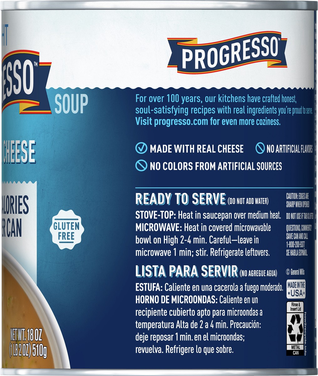 slide 4 of 9, Progresso Light, Broccoli Cheese Canned Soup, Gluten Free, 18 oz., 18 oz