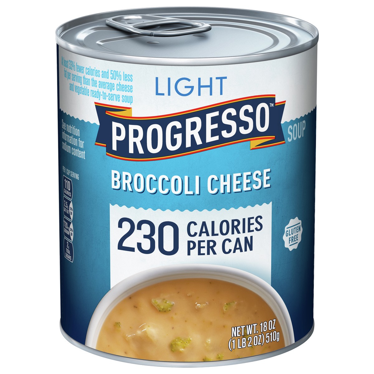 slide 1 of 9, Progresso Light, Broccoli Cheese Canned Soup, Gluten Free, 18 oz., 18 oz