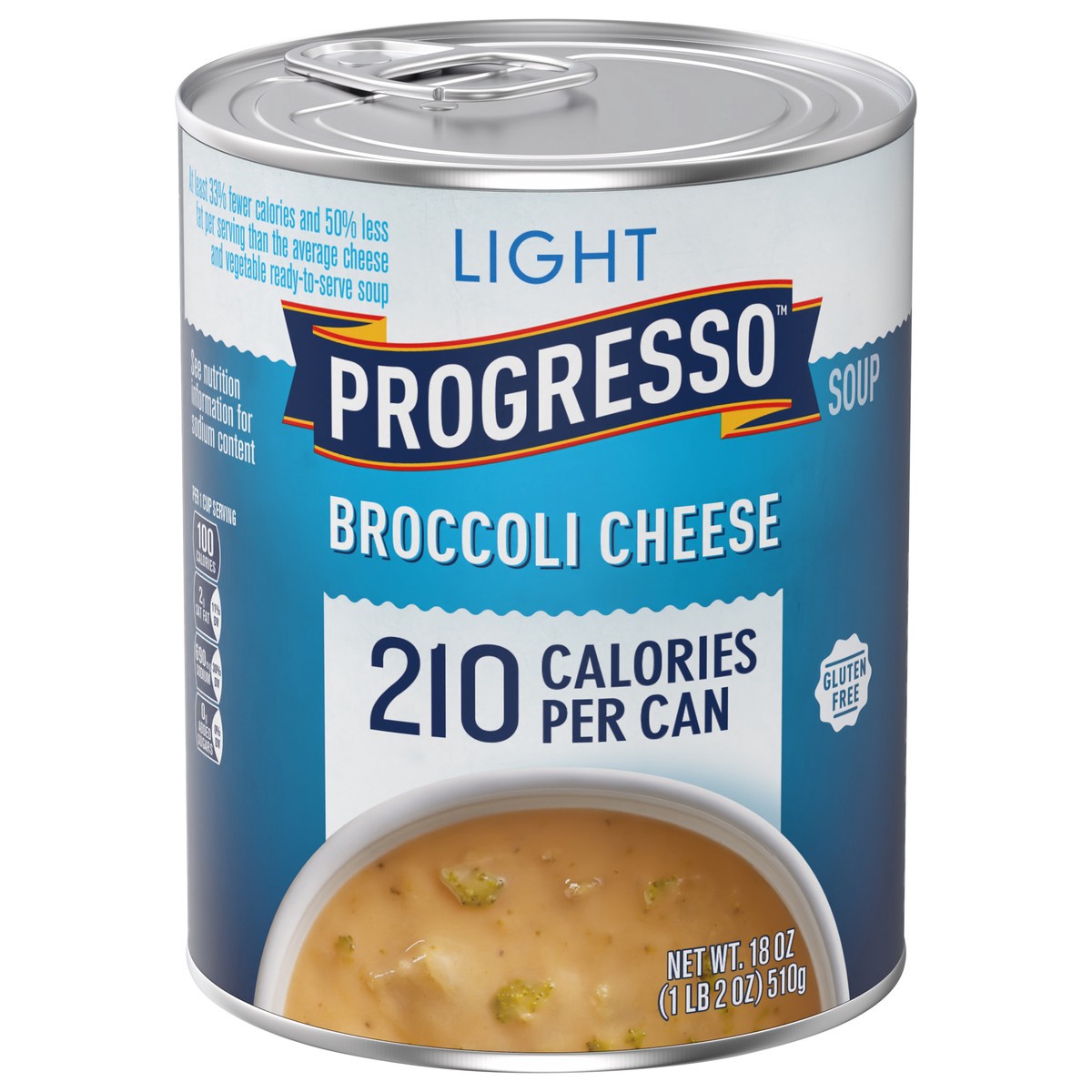 slide 1 of 9, Progresso Light, Broccoli Cheese Canned Soup, Gluten Free, 18 oz., 18 oz