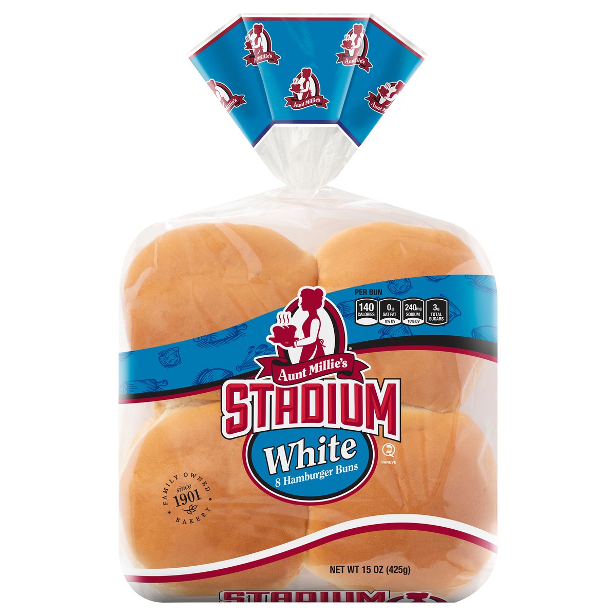 slide 1 of 9, Aunt Millie's Stadium White Hamburger Buns, 8 ct