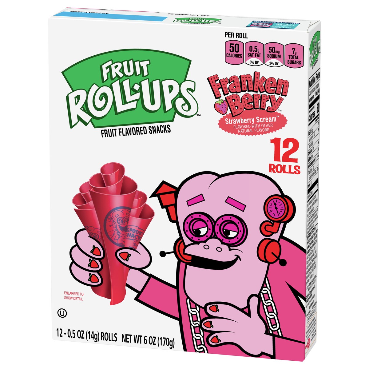 slide 13 of 13, Fruit Roll-Ups Franken Berry Strawberry Scream Fruit Flavored Snacks 12 ea, 12 ct