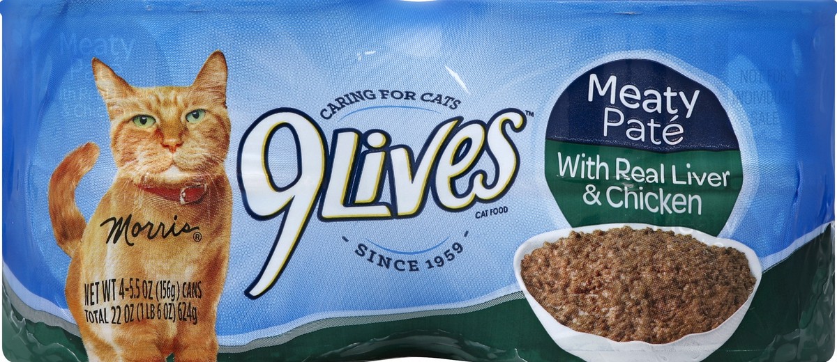slide 5 of 6, 9Lives Cat Food, Meaty Pate with Liver & Bacon, 4 ct; 5.5 oz