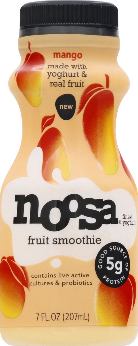 slide 5 of 9, noosa Yoghurt, Mango Fruit Smoothie, 7 fl oz, Whole Milk Yogurt, Real Fruit, Grade-A Pasteurized, Gluten Free, Probiotic, 7 oz