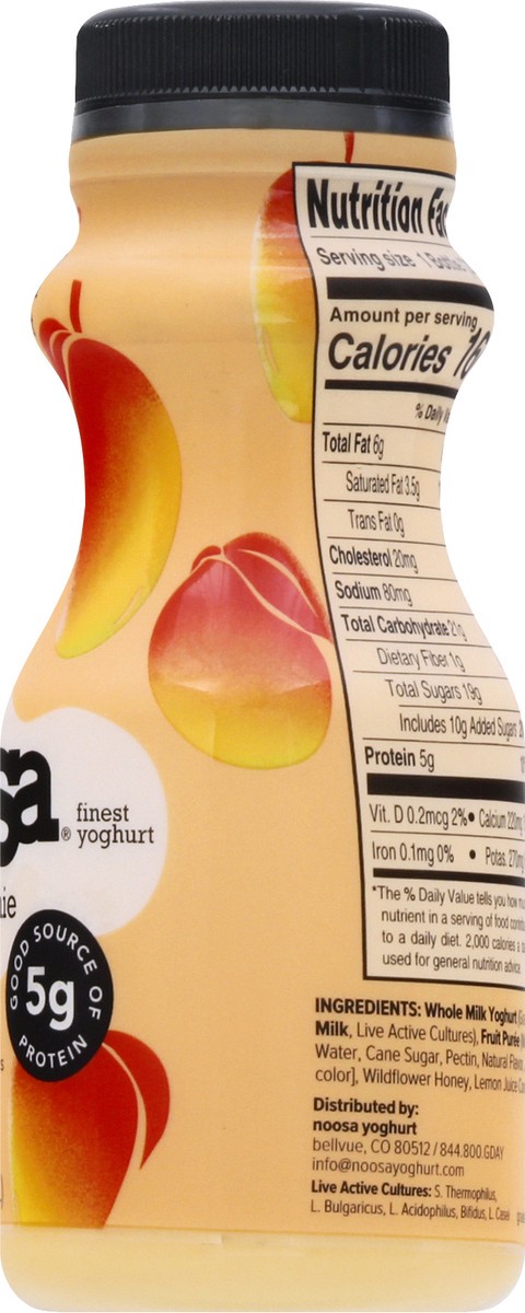 slide 8 of 9, noosa Yoghurt, Mango Fruit Smoothie, 7 fl oz, Whole Milk Yogurt, Real Fruit, Grade-A Pasteurized, Gluten Free, Probiotic, 7 oz