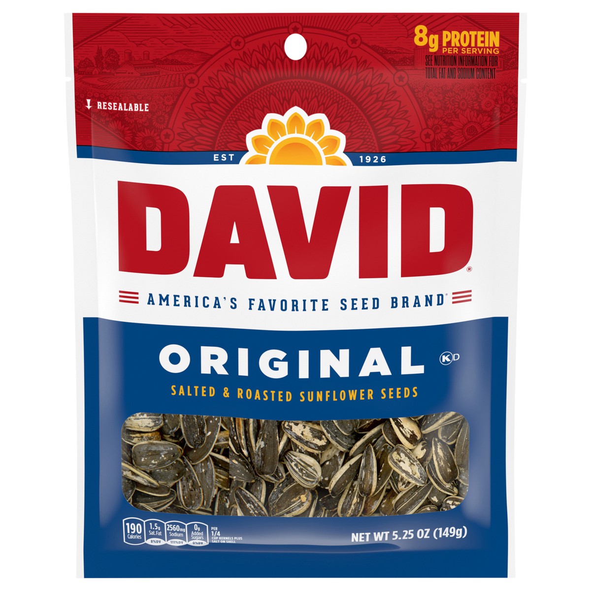 slide 1 of 3, DAVID Sunflower Seeds, Original Flavor, 5.25 oz., 5.25 oz