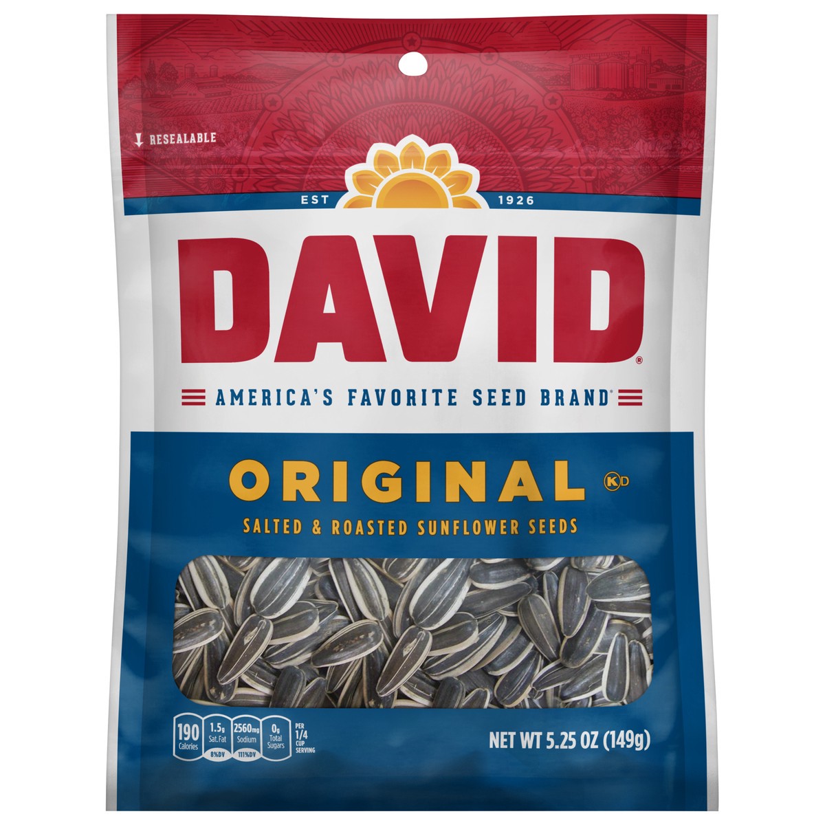 slide 1 of 3, DAVID Seeds Original Salted and Roasted Sunflower Seeds, Keto Friendly Snack, 5.25 oz