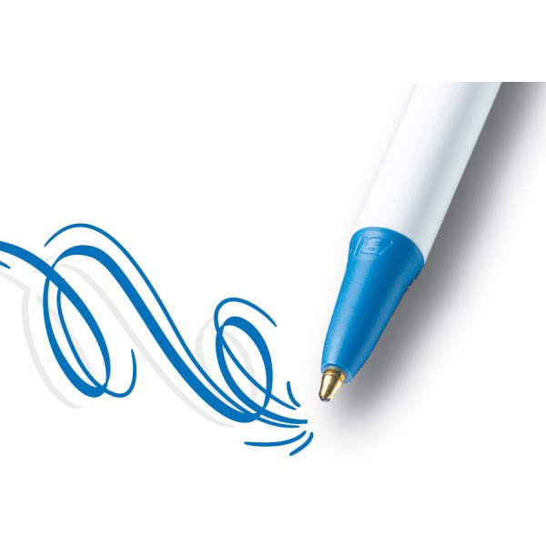 slide 2 of 10, BIC Clic Stic Retractable Ballpoint Pens, Medium Point, 1.0 Mm, White Barrel, Blue Ink, Pack Of 12, 12 ct