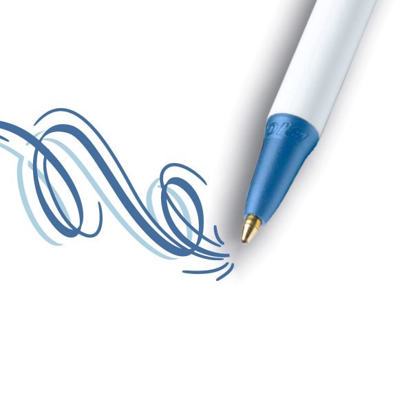 slide 6 of 10, BIC Clic Stic Retractable Ballpoint Pens, Medium Point, 1.0 Mm, White Barrel, Blue Ink, Pack Of 12, 12 ct