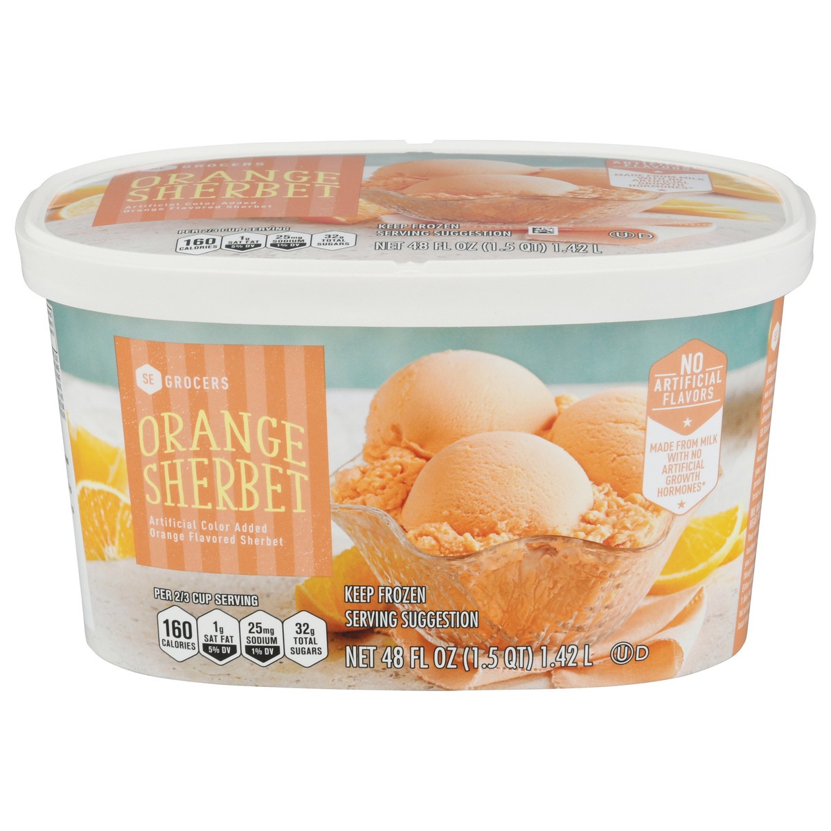 slide 1 of 13, SE Grocers Orange Sherbet, 48 oz