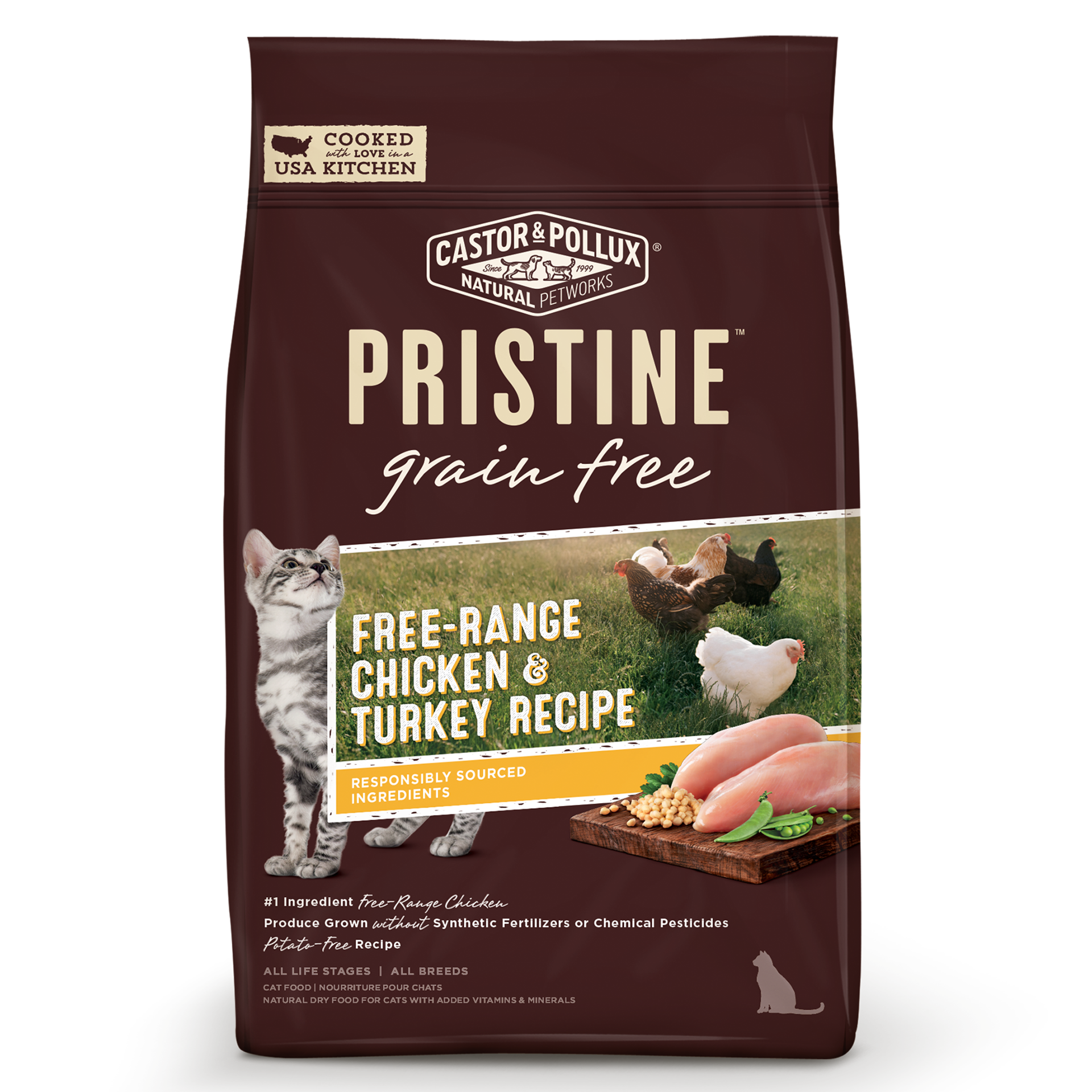 slide 1 of 4, Castor & Pollux PRISTINE Grain Free Free-Range Chicken & Turkey Recipe Dry Cat Food - 6 lb Bag, 6 lb