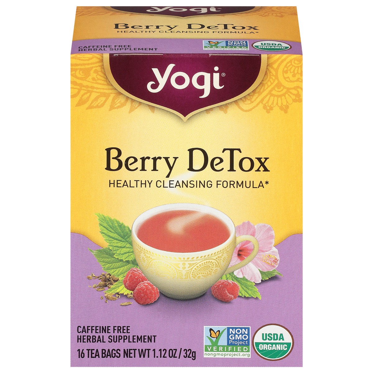 slide 1 of 1, Yogi Tea Bags Berry Detox Herbal Supplement 16 ea, 16 ct