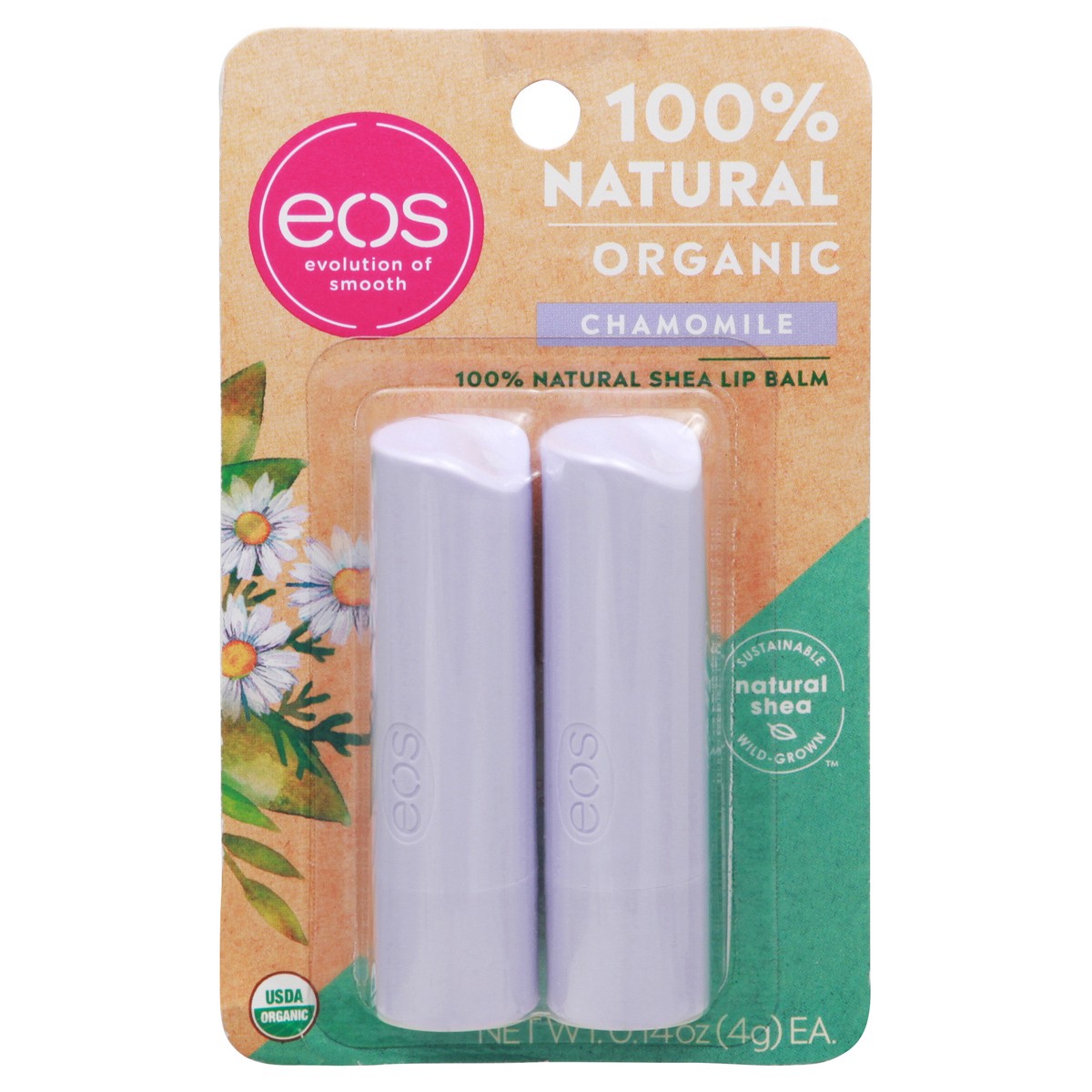 slide 1 of 9, eos Organic Chamomile Lip Balm 2 - 0.14 oz Tubes, 2 ct