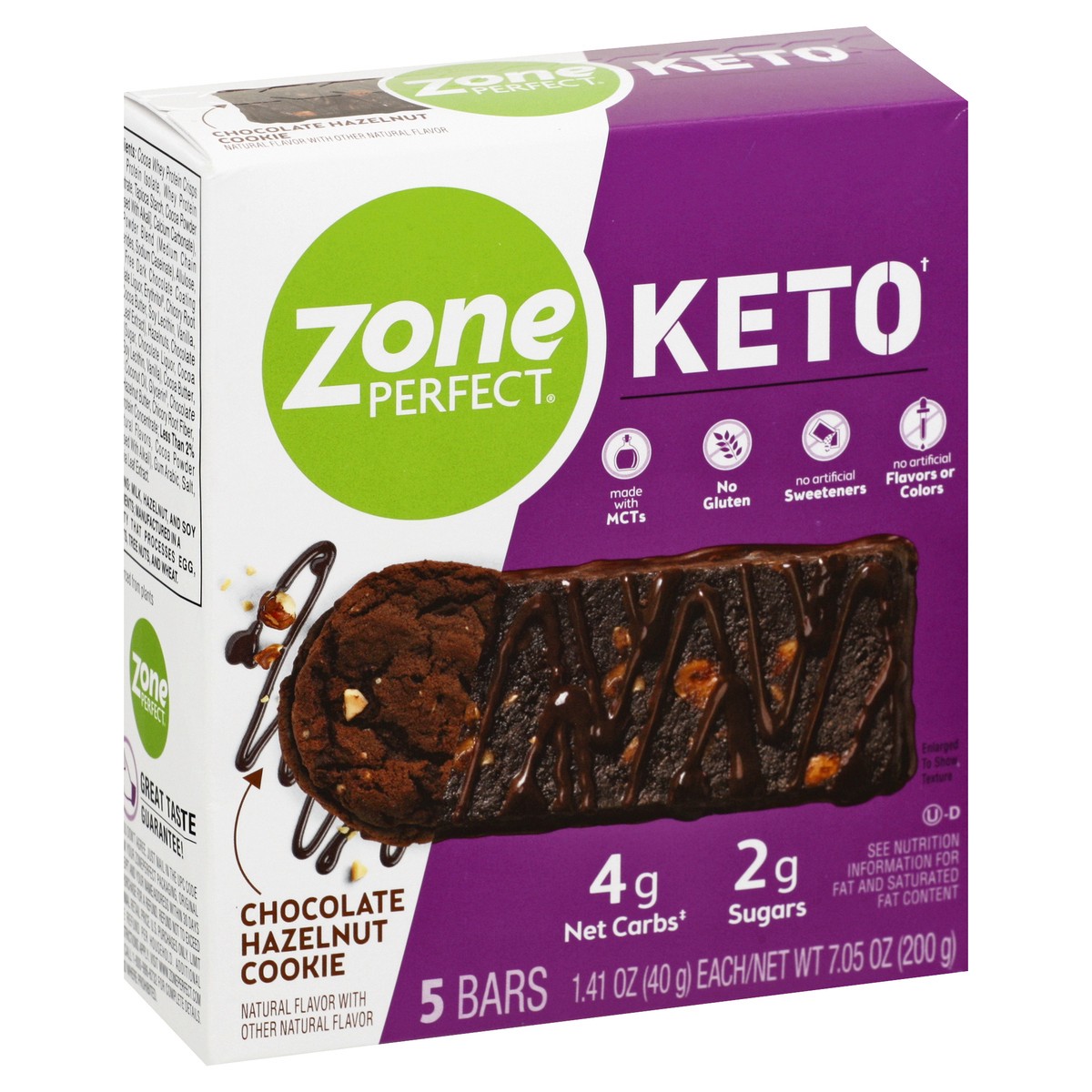 slide 3 of 13, Zone Perfect Choc Hazelnut Keto Bar 5Pk, 7.05 oz