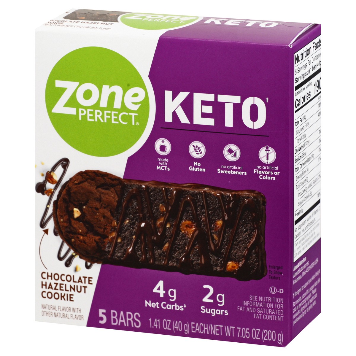 slide 5 of 13, Zone Perfect Choc Hazelnut Keto Bar 5Pk, 7.05 oz