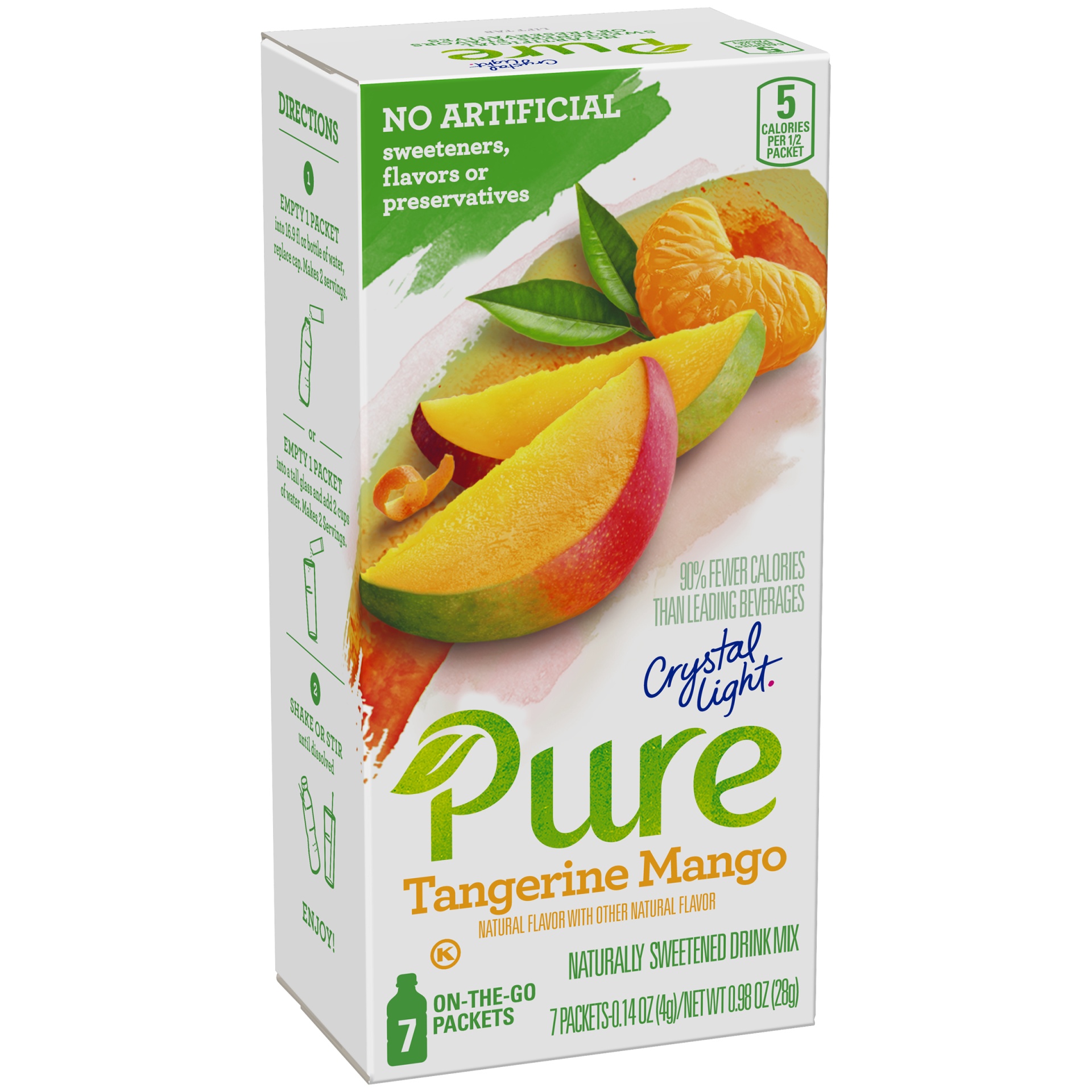 slide 2 of 6, Crystal Light Pure Tangerine Mango Naturally Flavored Powdered Drink Mix with No Artificial Sweeteners On-the-Go, 7 ct; 0.14 oz