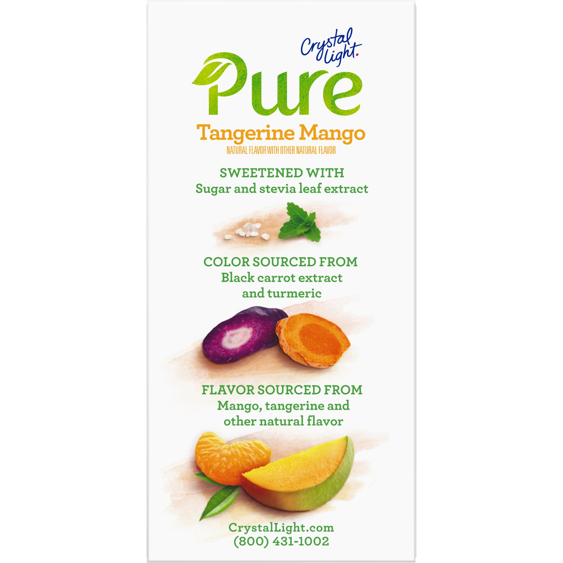 slide 4 of 6, Crystal Light Pure Tangerine Mango Naturally Flavored Powdered Drink Mix with No Artificial Sweeteners On-the-Go, 7 ct; 0.14 oz