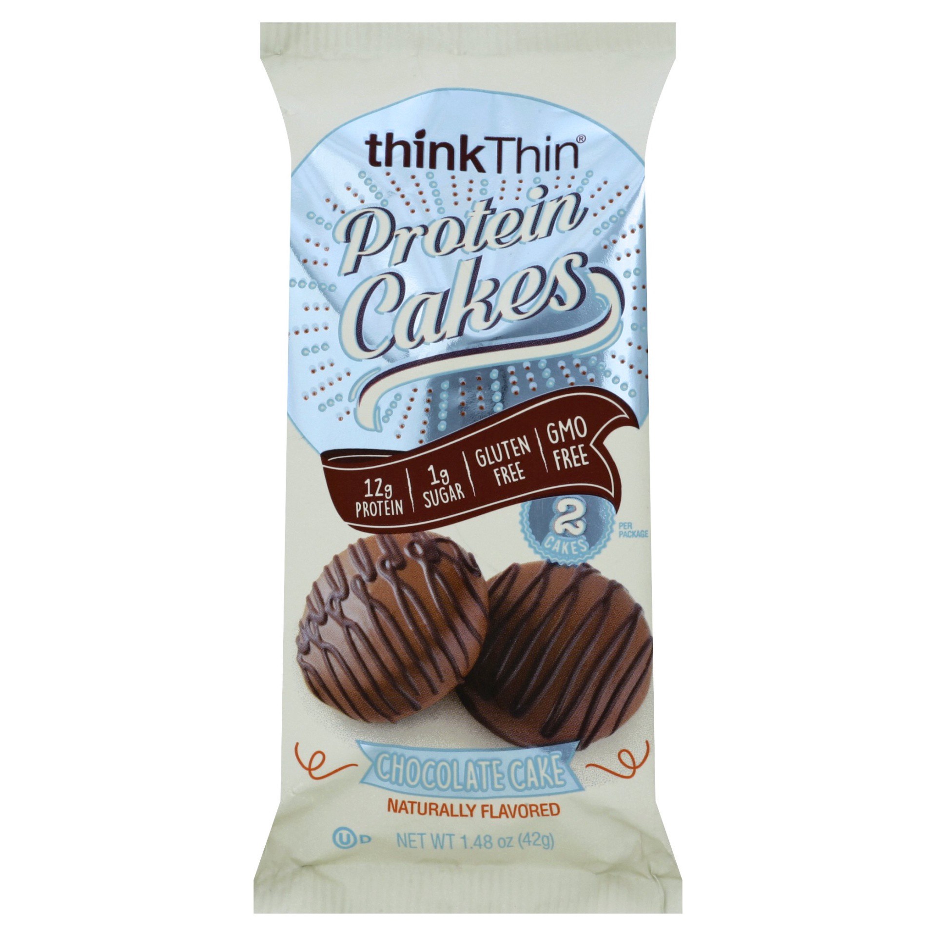 slide 1 of 6, thinkThin Chocolate Cake Flavored Protein Cakes, 1.48 oz