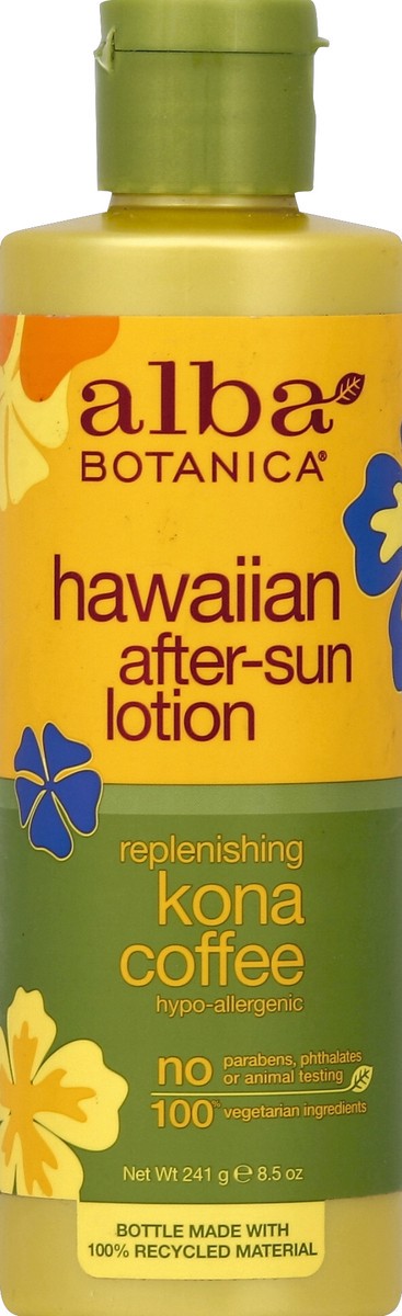 slide 5 of 6, Alba Botanica Alba Lotion Hawaiian After-Sun Lotion Replenishing Kona Coffee, 8.5 oz
