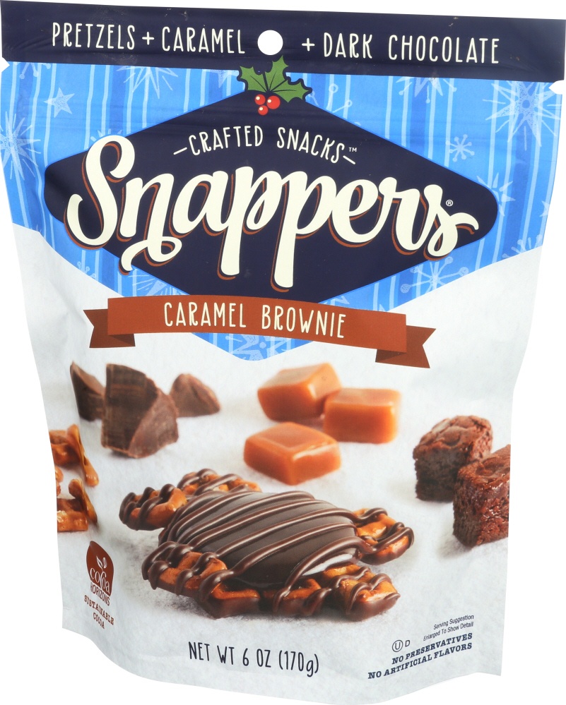 slide 1 of 2, Snappers Caramel Brownie Pretzels, 6 oz