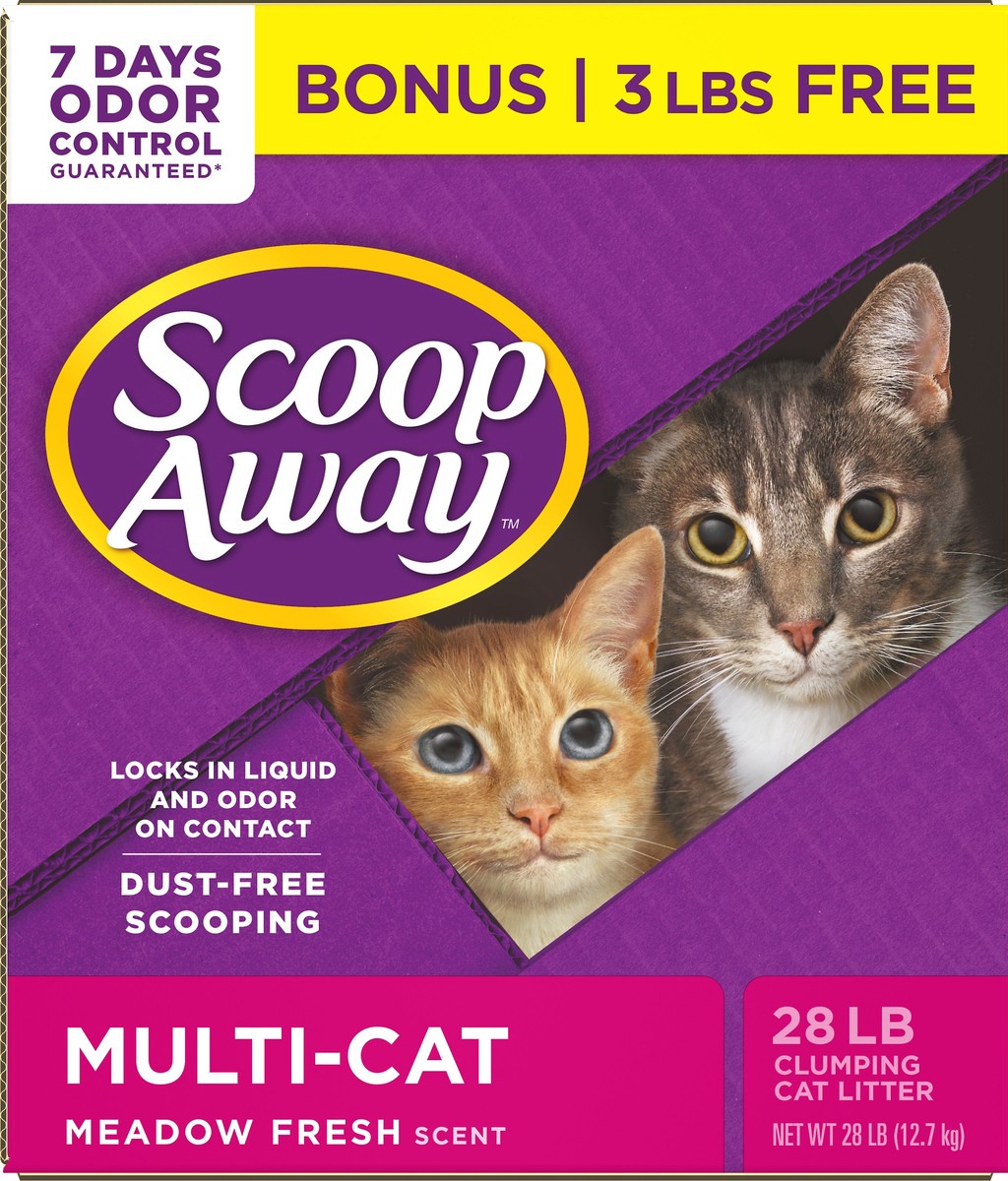 slide 6 of 9, Scoop Away Multi-Cat Meadow Fresh Scent Clumping Cat Litter 28 lb, 28 lb