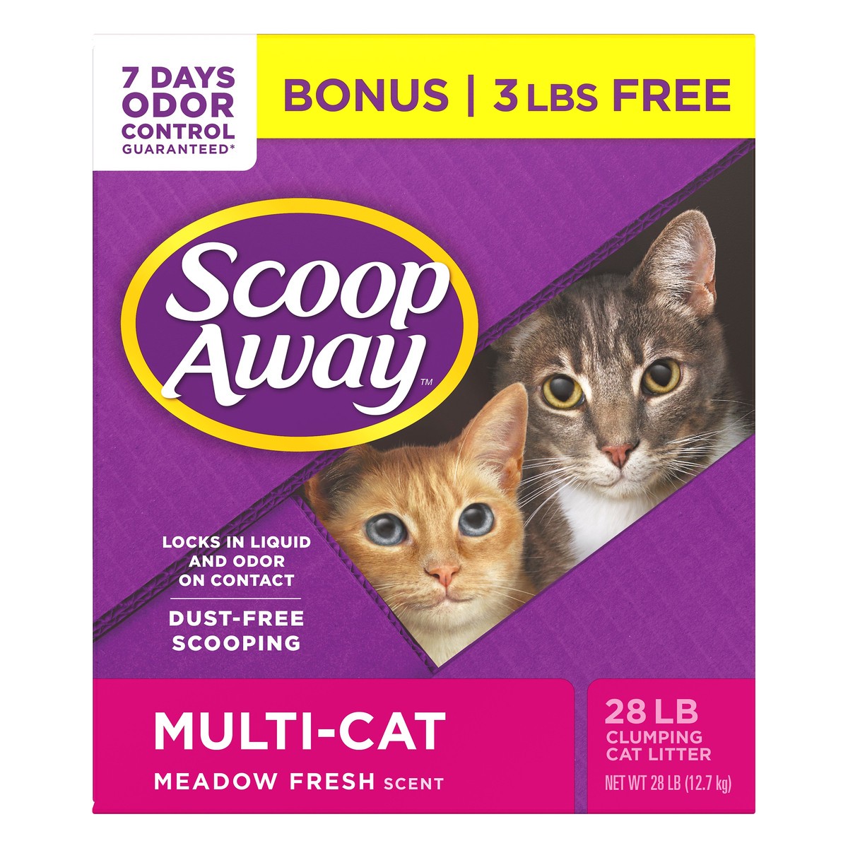 slide 9 of 9, Scoop Away Multi-Cat Meadow Fresh Scent Clumping Cat Litter 28 lb, 28 lb