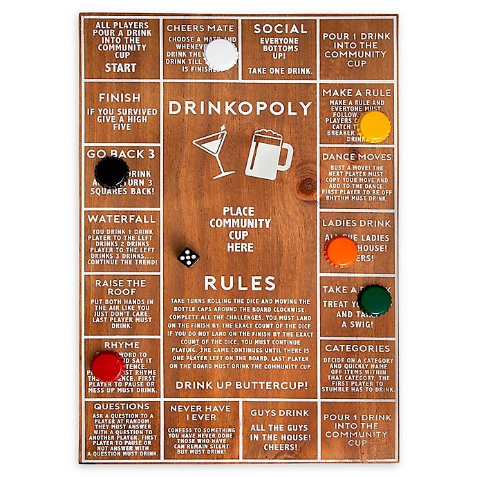 slide 1 of 2, Polished Wood Drinkopoly Game, 1 ct