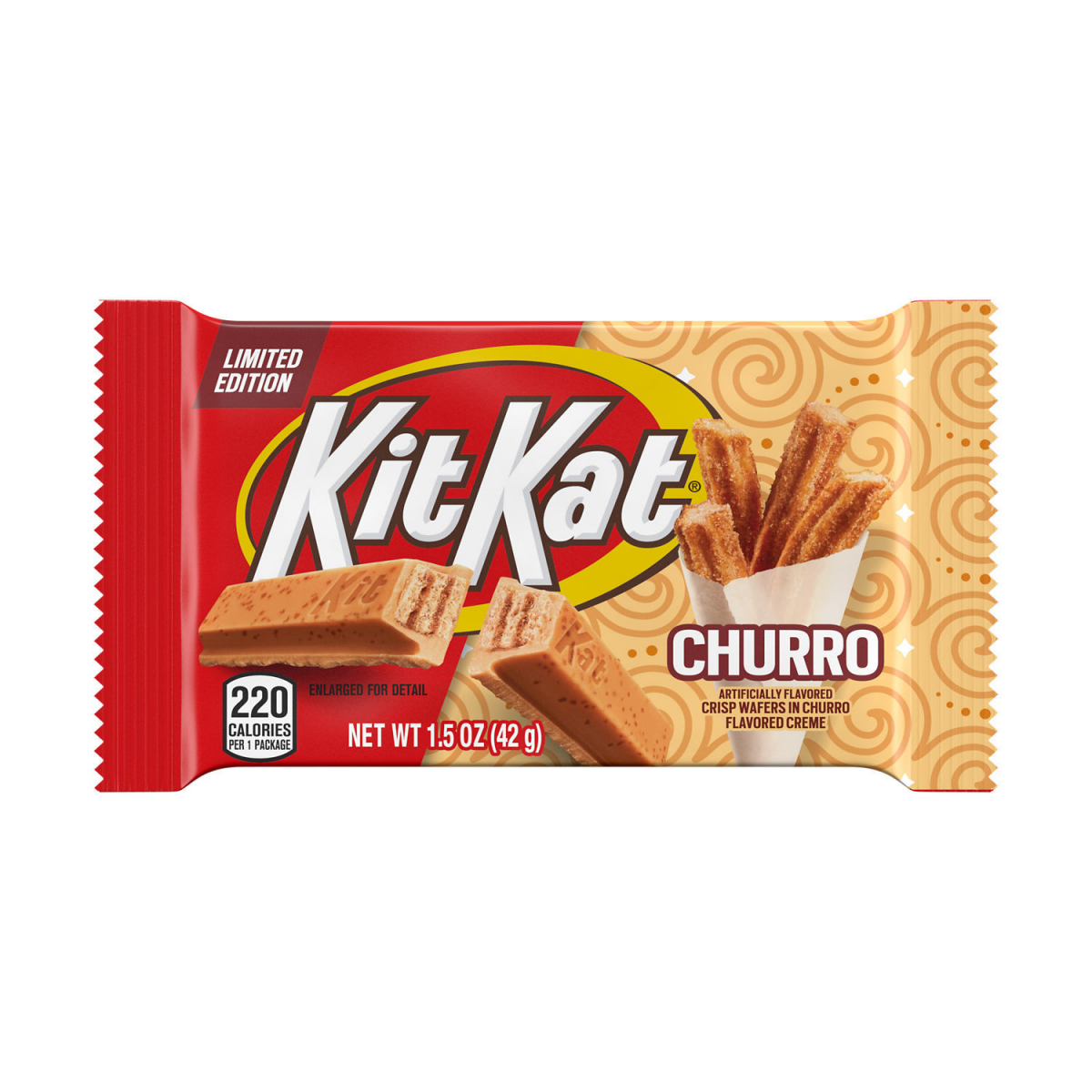 slide 1 of 7, KIT KAT Churro Flavored Full Size, Individually Wrapped Wafer Candy Bar, 1.5 oz