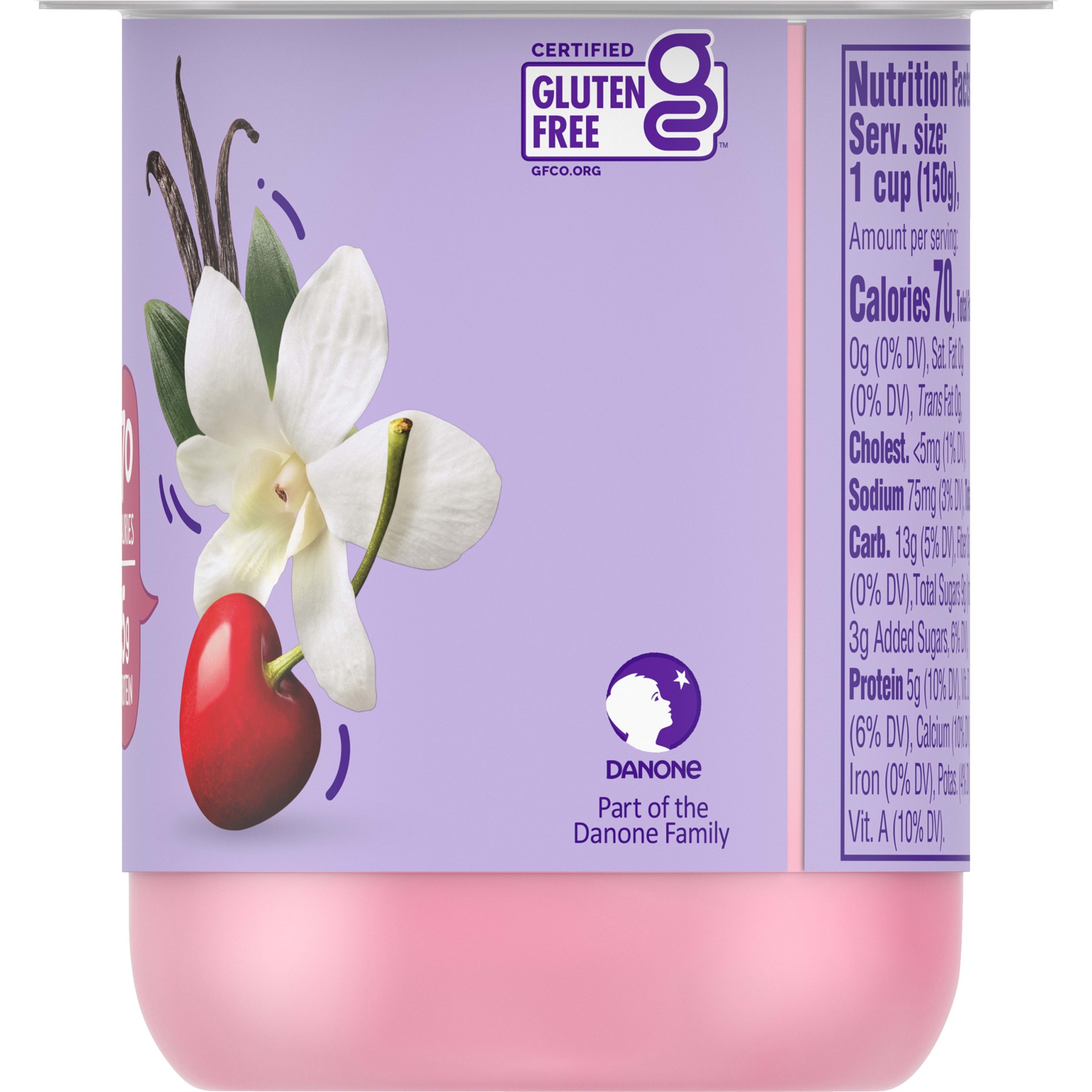 slide 3 of 5, Light + Fit Dannon Light + Fit Regular Nonfat Yogurt, Cherry Vanilla, Gluten-Free, 5.3 oz., 5.3 oz