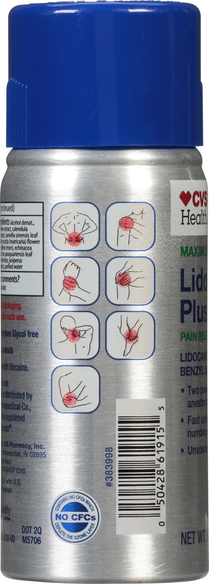 slide 9 of 12, CVS Health Maximum Strength Lidocaine Plus Pain Relief Dry Spray, 3 Oz, 3 oz