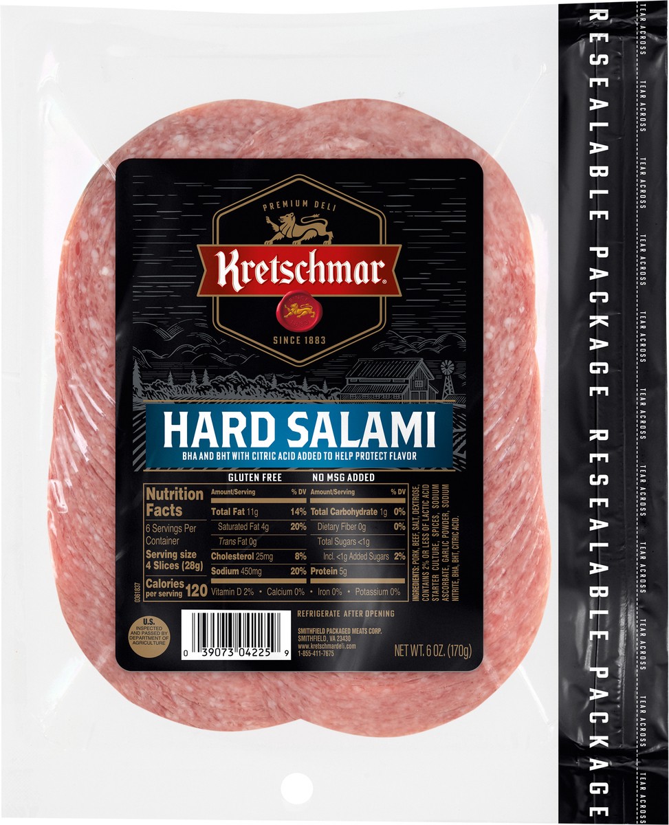 slide 6 of 7, Kretschmar Premium Deli Pre-Sliced Hard Salami, 6 oz, 6 oz