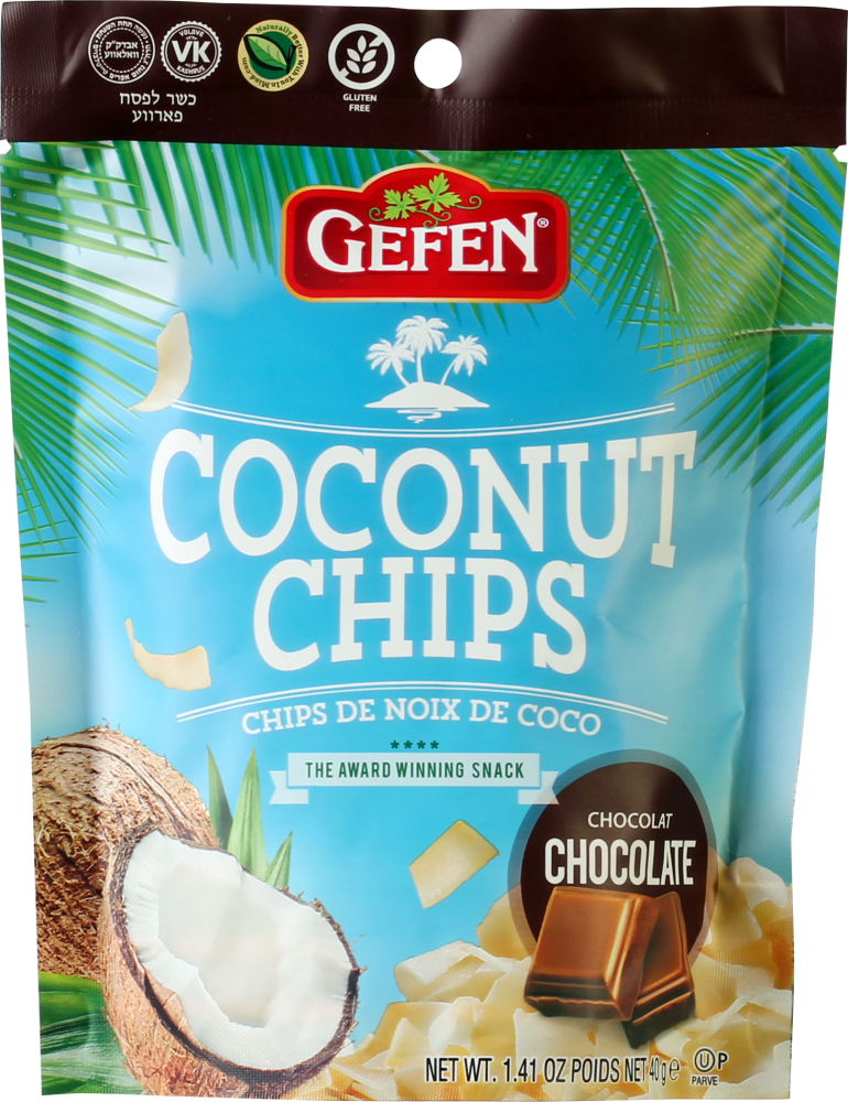 slide 1 of 1, Gefen Chocolate Coconut Chips, 1.41 oz