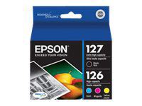slide 2 of 2, Epson T127120-Bcs High-Yield Black/Color Ink Cartridges, Pack Of 4, 4 ct
