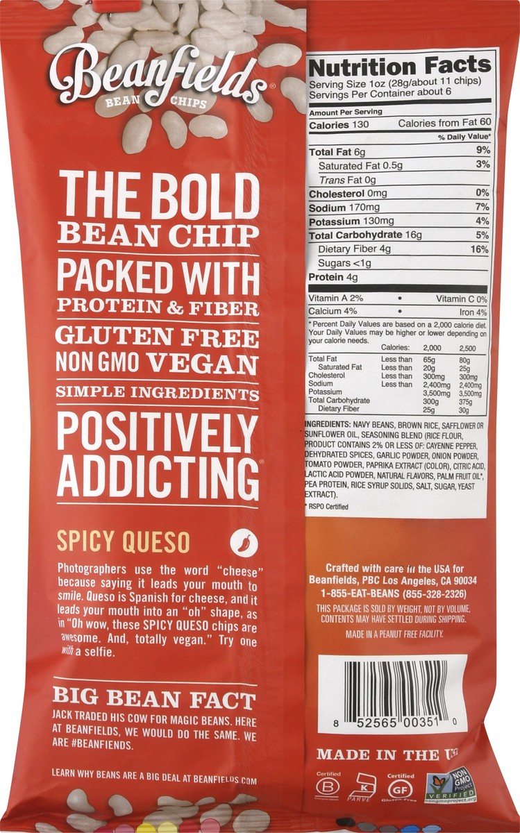 slide 10 of 10, Beanfields Bean Chips, Spicy Queso, 5.5 oz