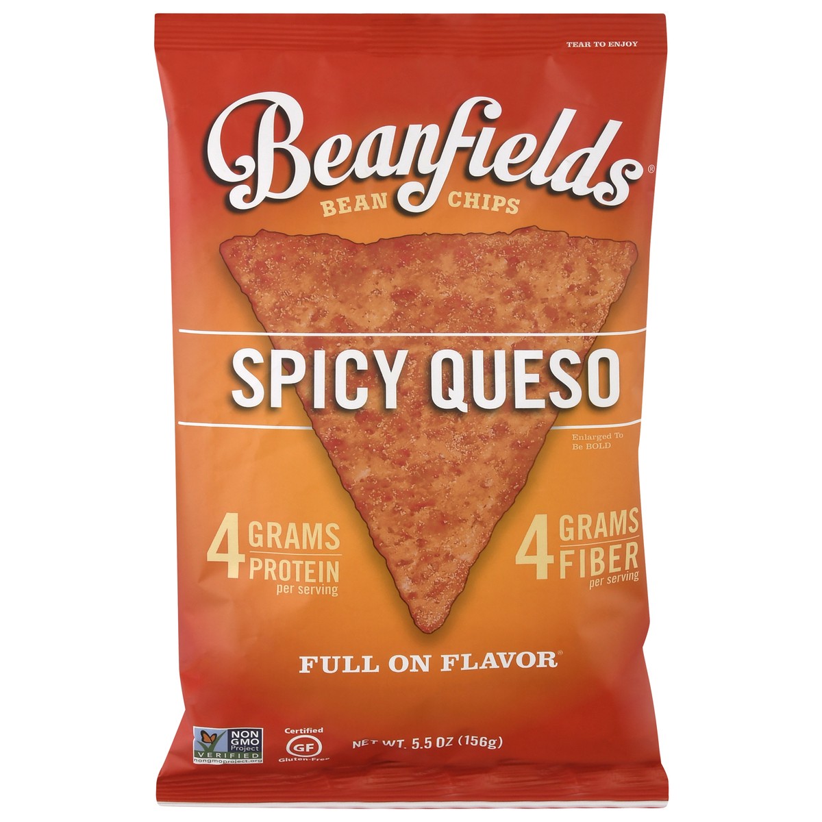 slide 1 of 10, Beanfields Bean Chips, Spicy Queso, 5.5 oz