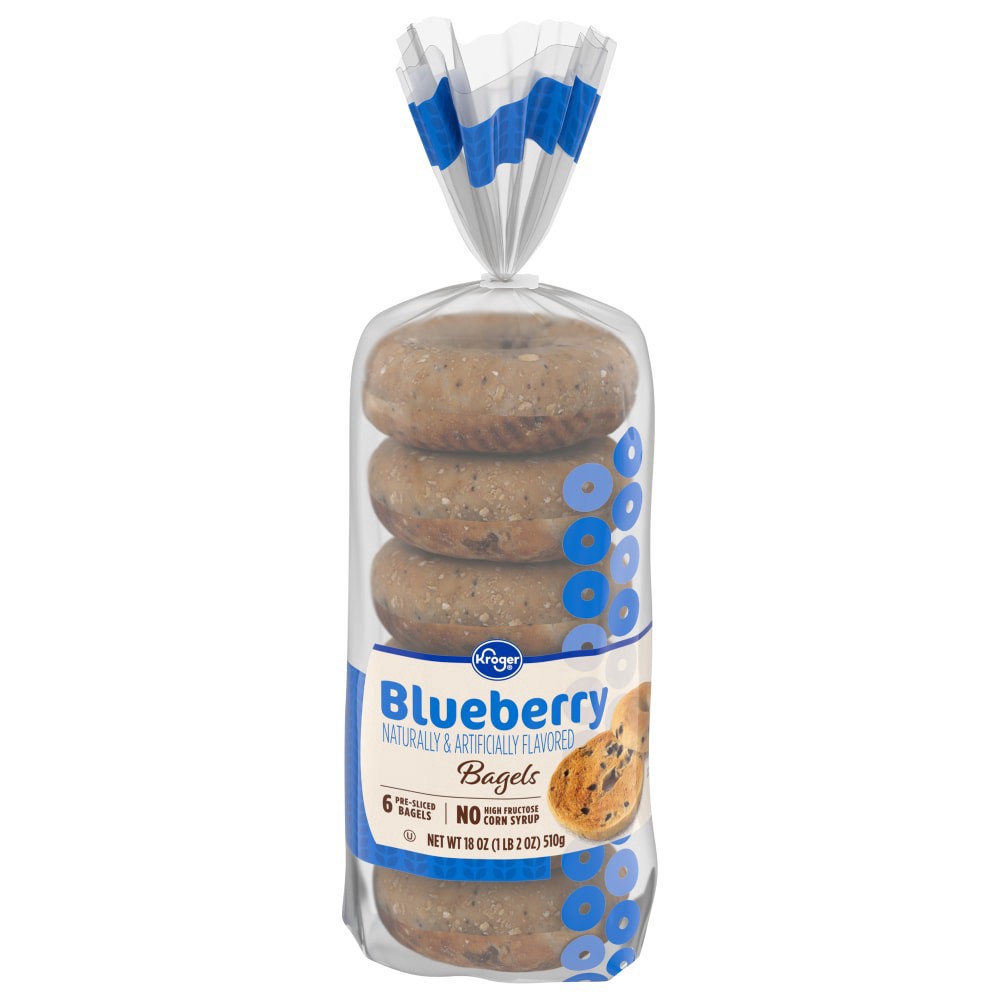 slide 5 of 6, Kroger Blueberry Pre-Sliced Bagels, 6 ct; 18 oz