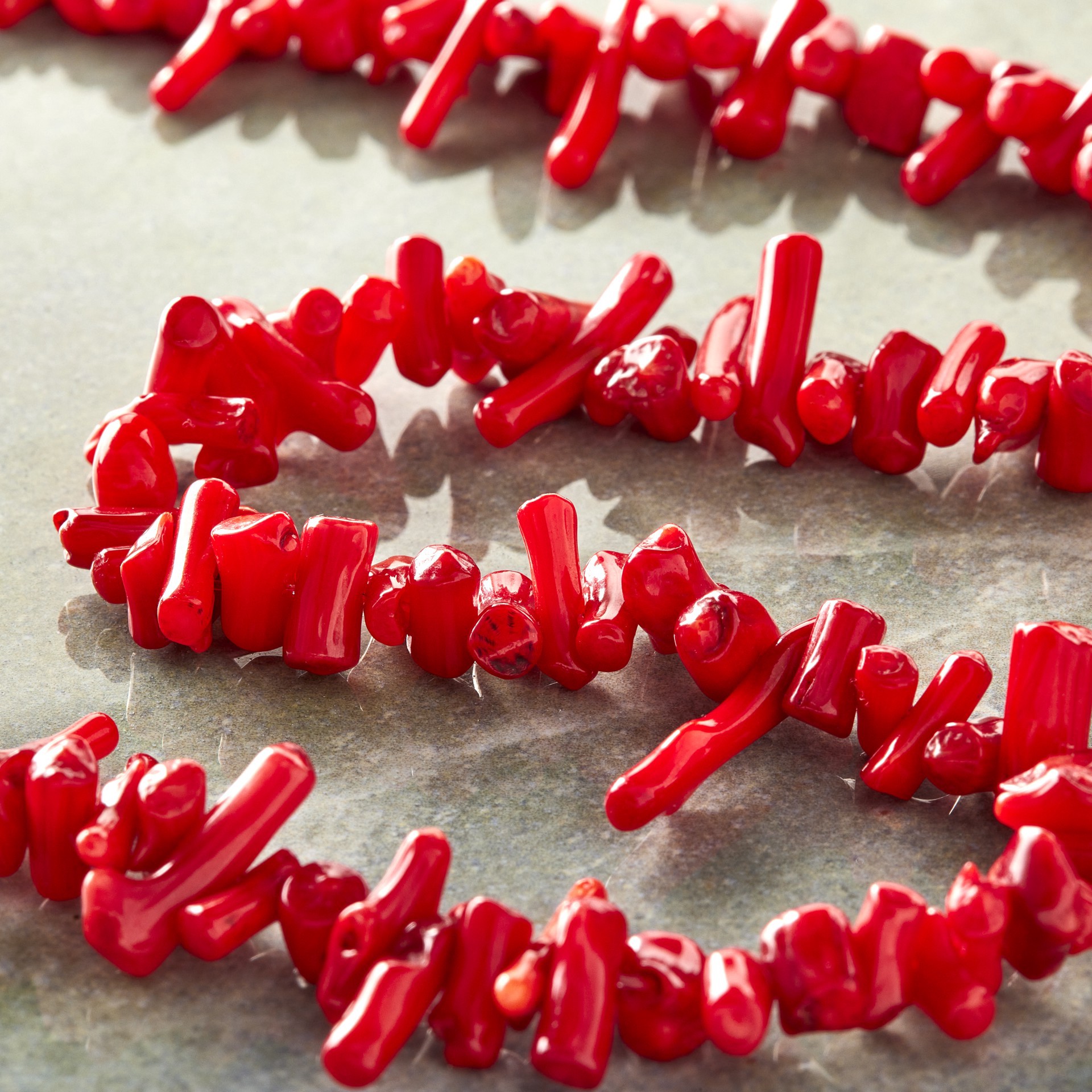 slide 3 of 3, Red Coral Stick Beads By Bead Landing, 16 in