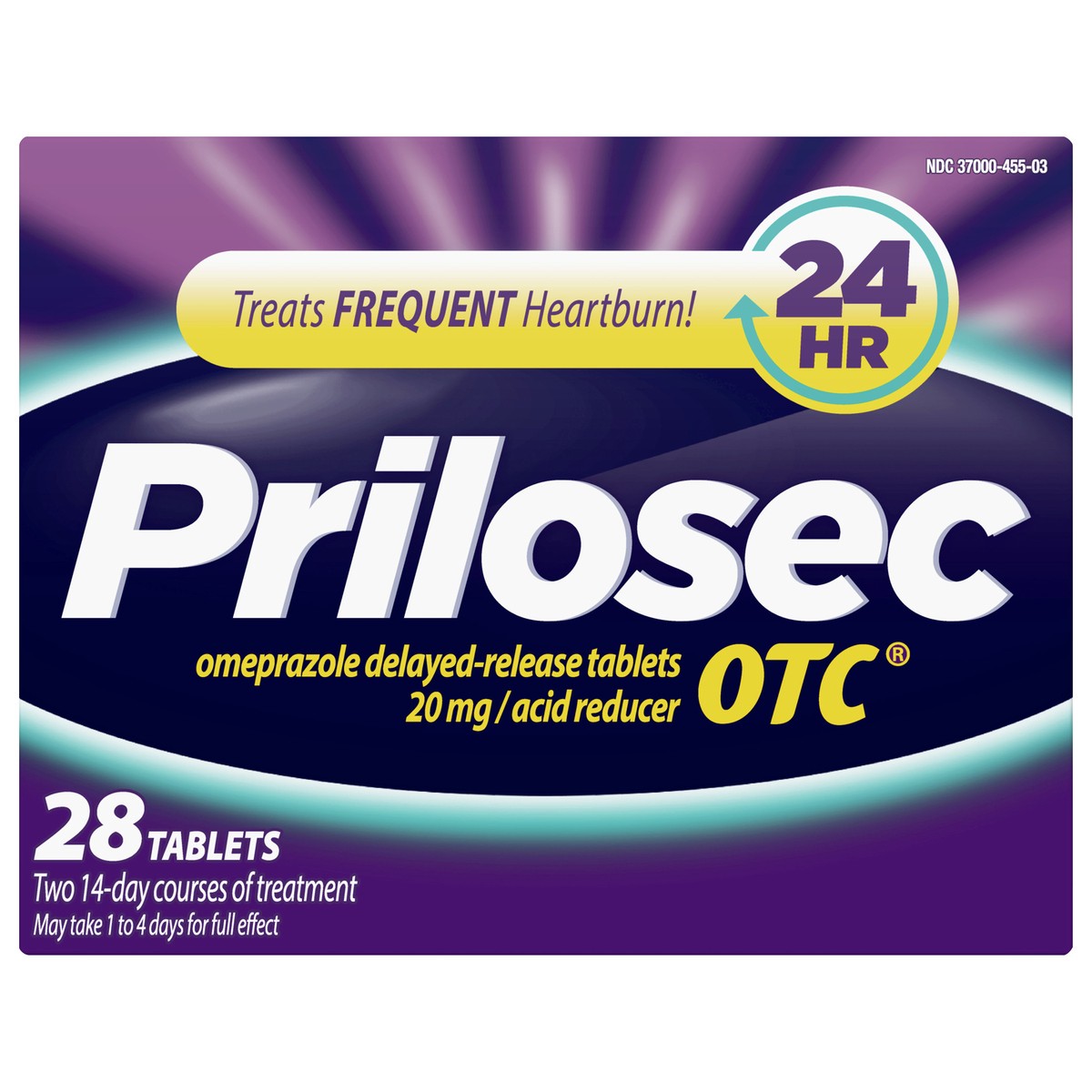 slide 1 of 2, Prilosec OTC, Omeprazole Delayed Release 20mg, Acid Reducer, Treats Frequent Heartburn for 24 Hour Relief, All Day, All Night*, 20mg, 28 Tablets, 28 ct