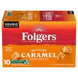 Folgers Buttery Caramel Artificially Flavored Coffee, Keurig K-Cup Pods, 10 Count Box