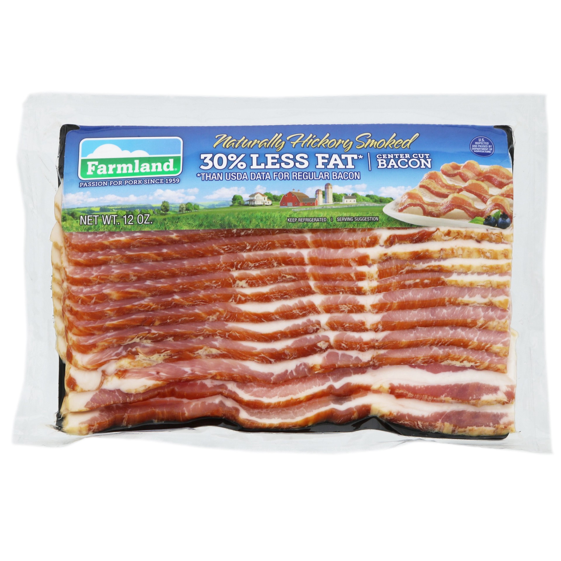slide 1 of 1, Farmland Naturally Hickory Smoked Center Cut Bacon, 12 oz