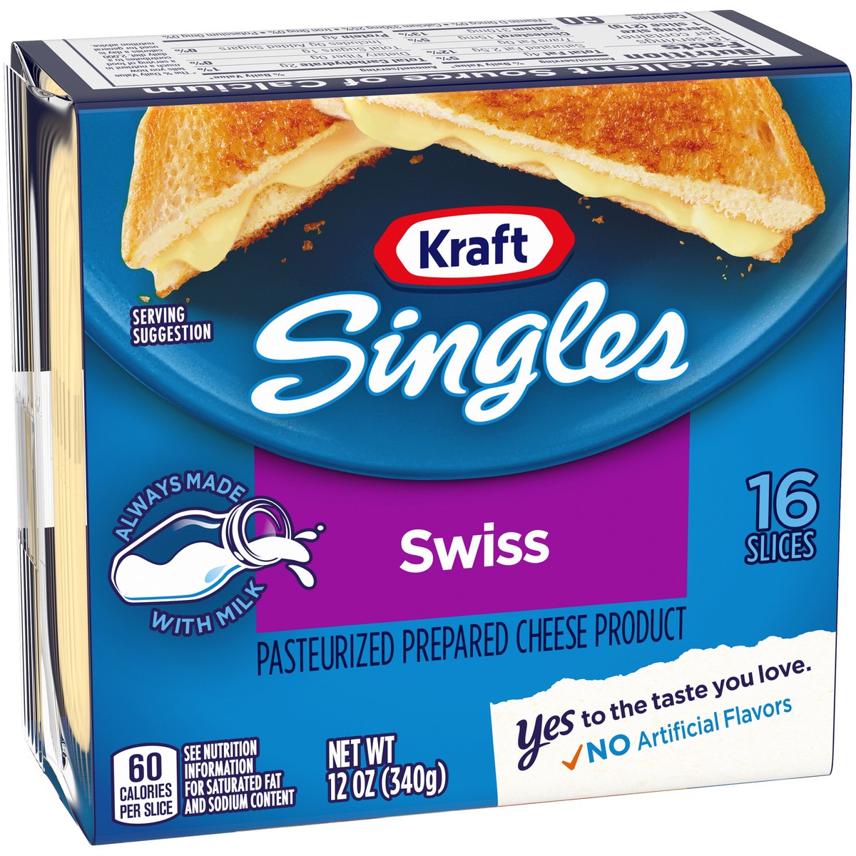 slide 9 of 9, Kraft Singles Swiss Pasteurized Prepared Cheese Product Slices, 16 ct Pack, 16 ct