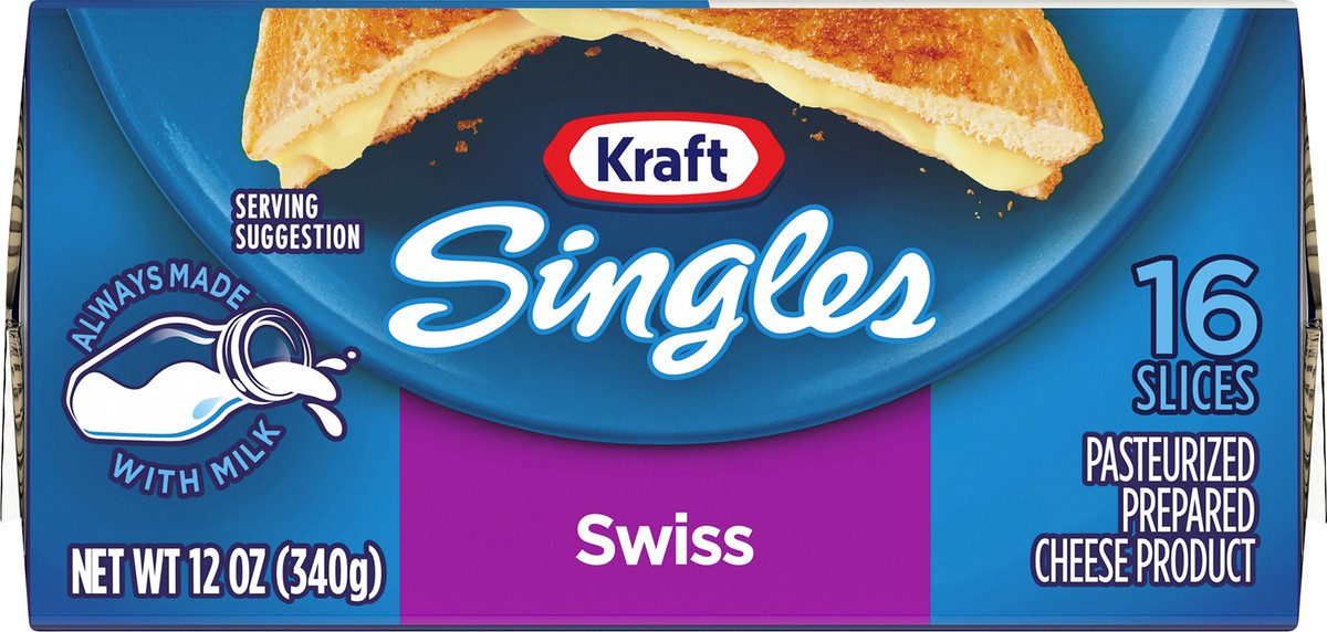 slide 6 of 9, Kraft Singles Swiss Pasteurized Prepared Cheese Product Slices, 16 ct Pack, 16 ct